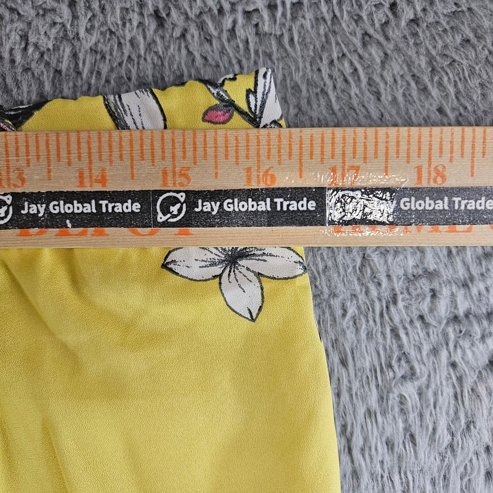 Vero Moda VMSatina Pants Yellow Floral Wide Leg Side Stripe New Size M‎ - Picture 12 of 15